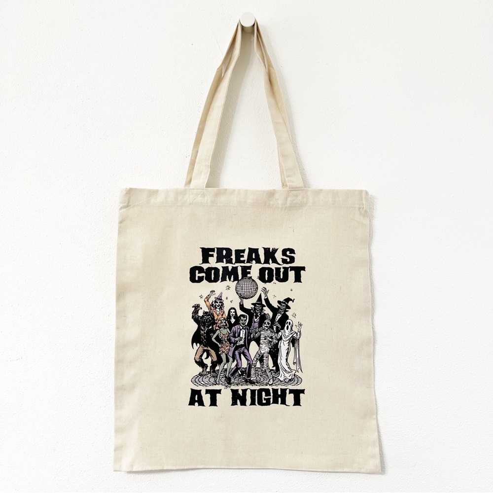 Halloween Canvas Tote Bag | Freaks Come Out at Night Shopper